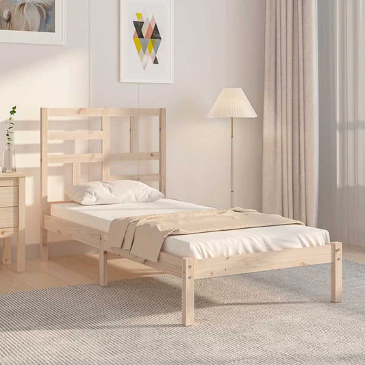 vidaXL Bed Frame without Mattress Solid Wood 75x190 cm - Brown - 195.5 x 81 x 104 cm