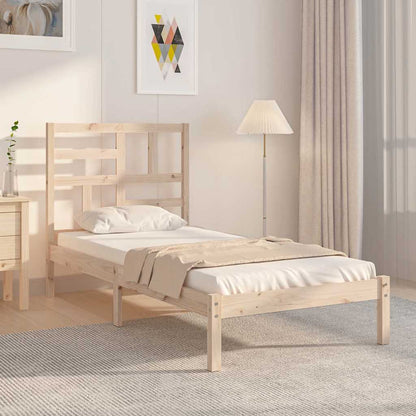 vidaXL Bed Frame without Mattress Solid Wood 90x200 cm - Brown - 205.5 x 96 x 104 cm