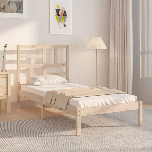 vidaXL Bed Frame without Mattress Solid Wood 90x200 cm - Brown - 205.5 x 96 x 104 cm