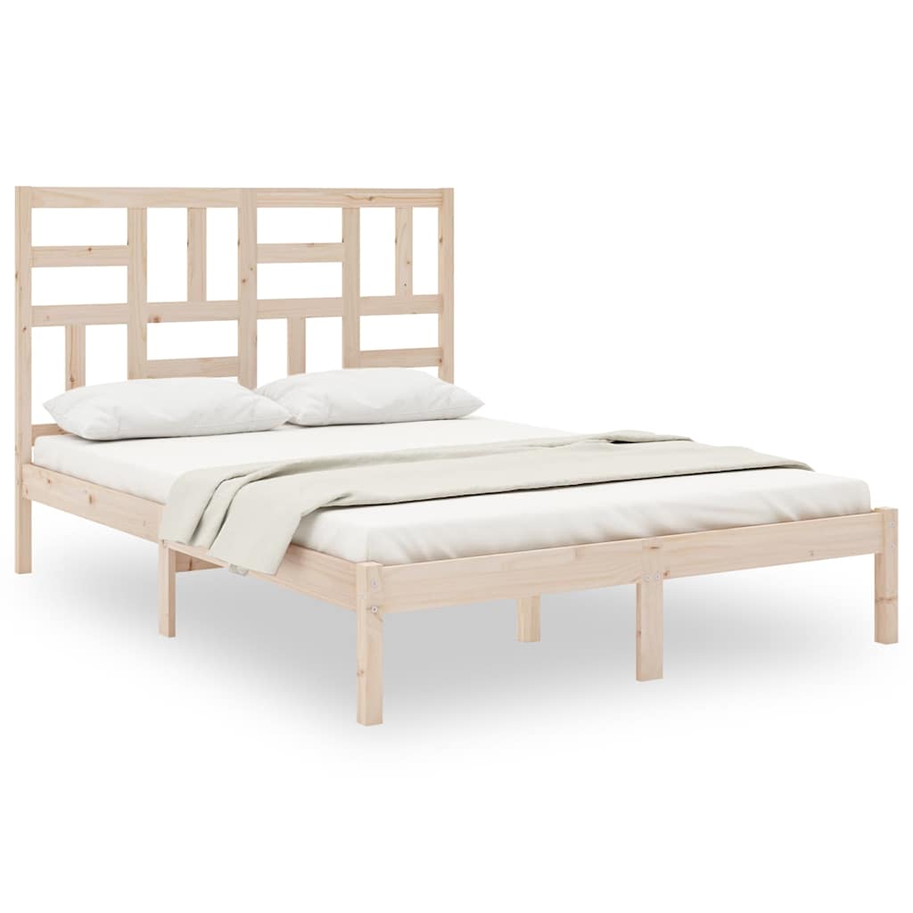 vidaXL Bed Frame without Mattress Solid Wood 140x200 cm - Brown - 205.5 x 146 x 104 cm