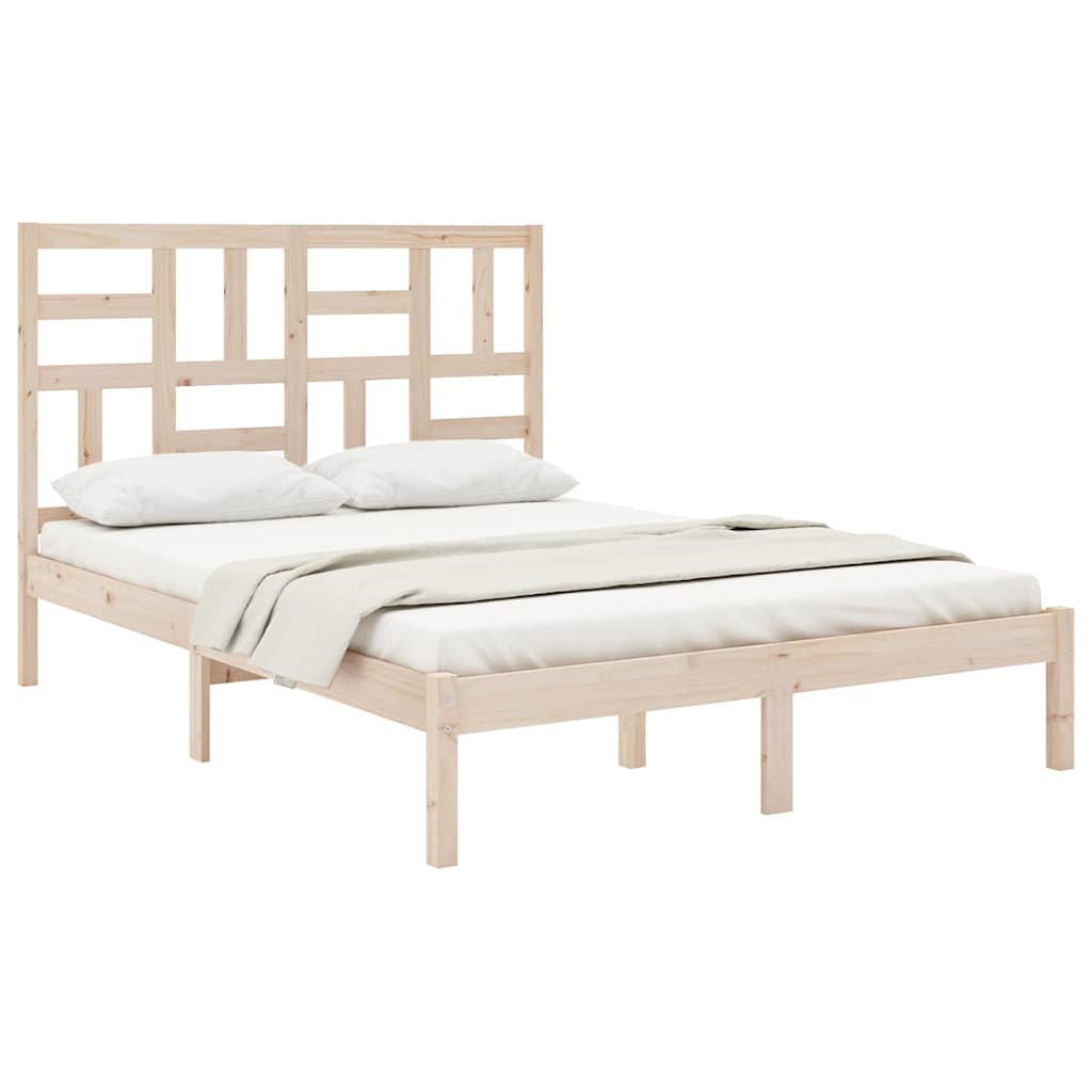 vidaXL Bed Frame without Mattress Solid Wood 140x200 cm - Brown - 205.5 x 146 x 104 cm
