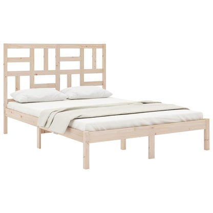 vidaXL Bed Frame without Mattress Solid Wood 140x200 cm - Brown - 205.5 x 146 x 104 cm