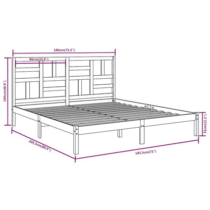 vidaXL Bed Frame without Mattress Solid Wood 180x200 cm - Brown - 205.5 x 186 x 104 cm