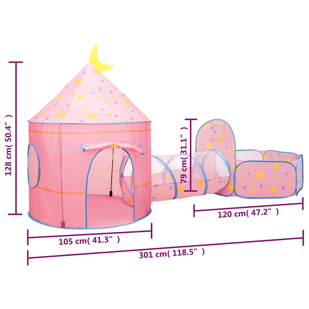 vidaXL Children Play Tent with 250 Balls Pink 301x120x128 cm - 32329