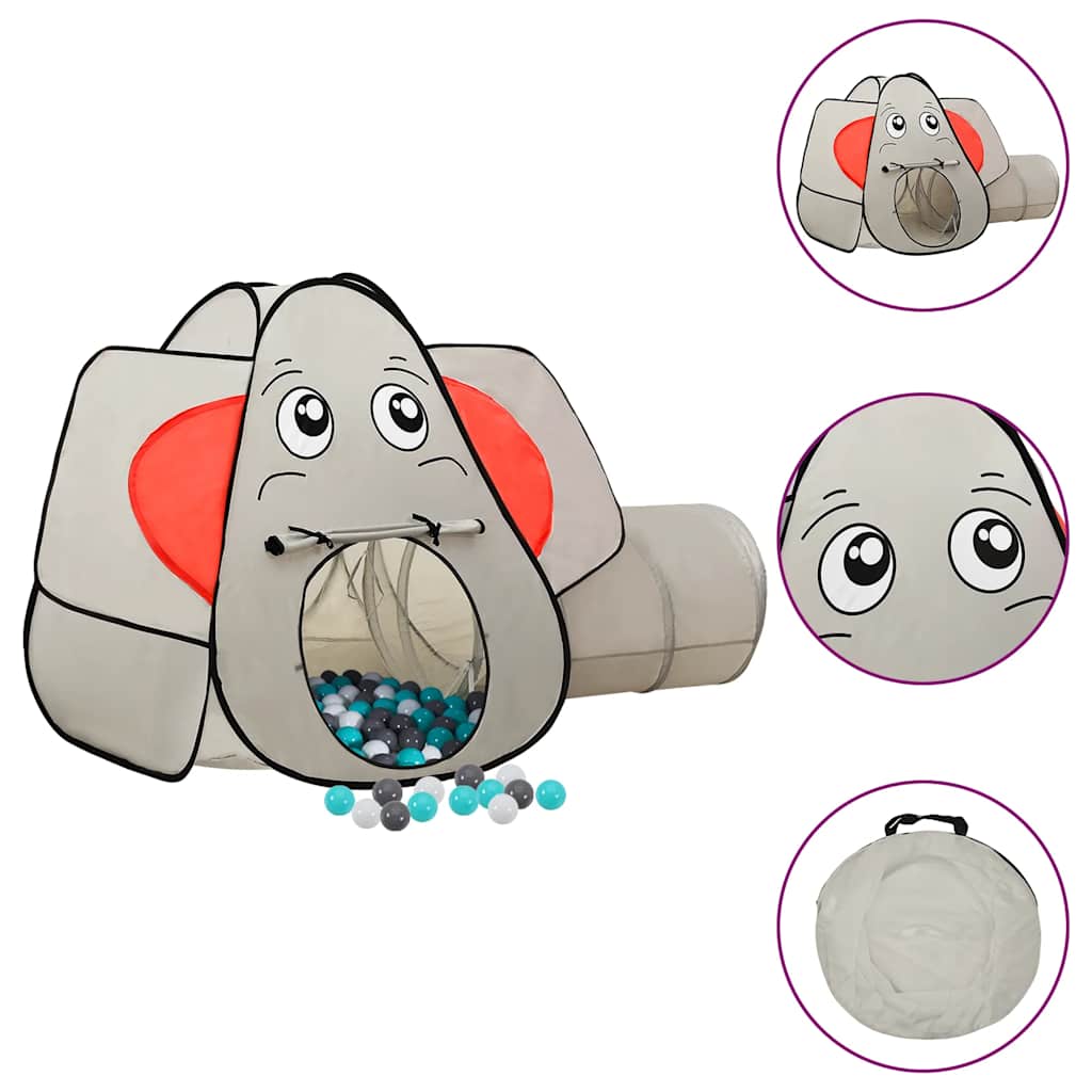 vidaXL Elephant Children Play Tent with 250 Balls Grey 174x86x101 cm - 32331