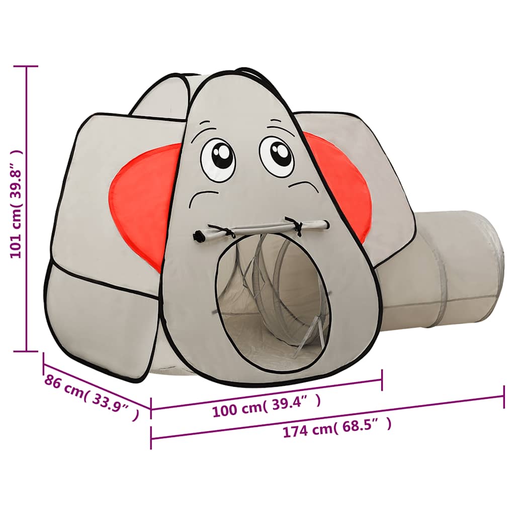 vidaXL Elephant Children Play Tent with 250 Balls Grey 174x86x101 cm - 32331