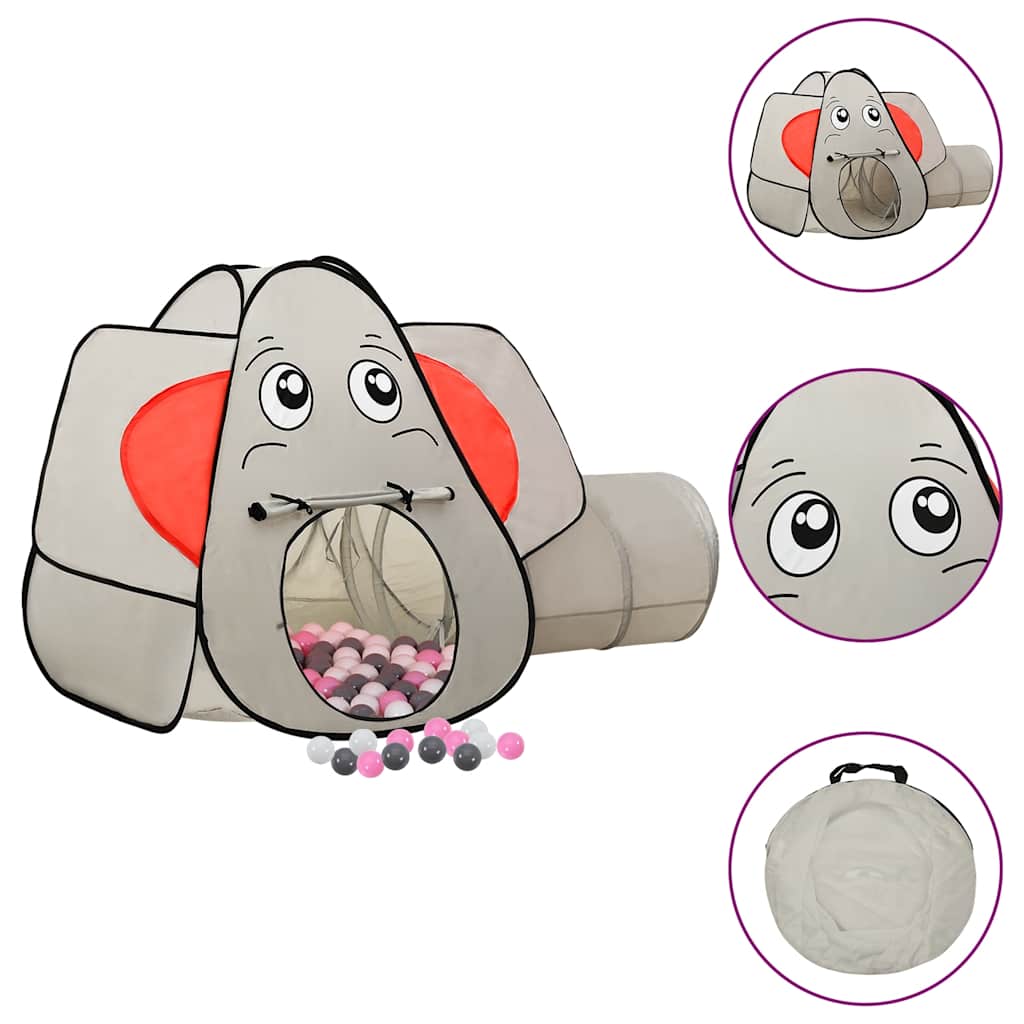 vidaXL Elephant Children Play Tent with 250 Balls Grey 174x86x101 cm - 32332