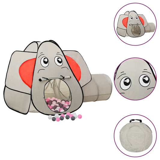 vidaXL Elephant Children Play Tent with 250 Balls Grey 174x86x101 cm - 32332