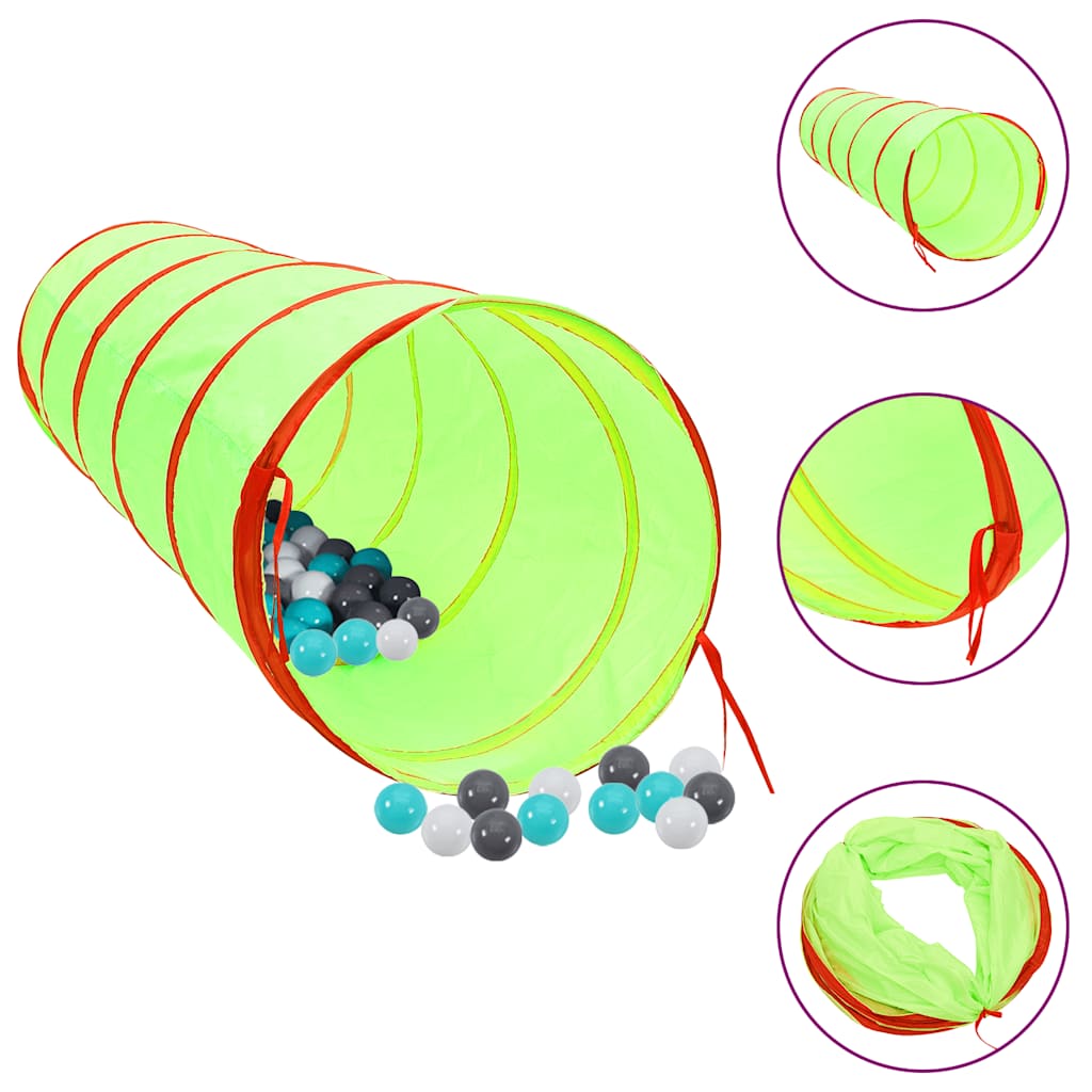 vidaXL Children Play Tunnel with 250 Balls Green 175 cm Polyester - 32378