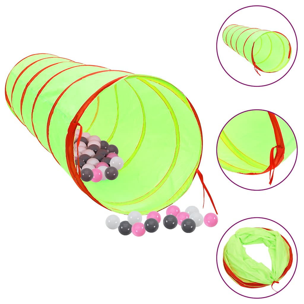 vidaXL Children Play Tunnel with 250 Balls Green 175 cm Polyester - 32379