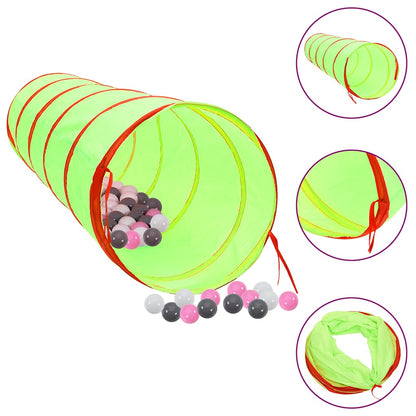 vidaXL Children Play Tunnel with 250 Balls Green 175 cm Polyester - 32379