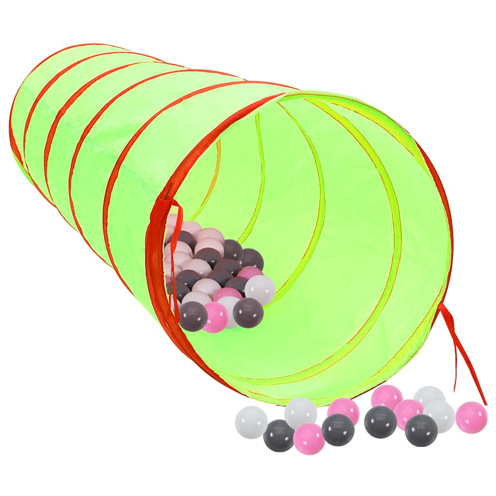 vidaXL Children Play Tunnel with 250 Balls Green 175 cm Polyester - 32379