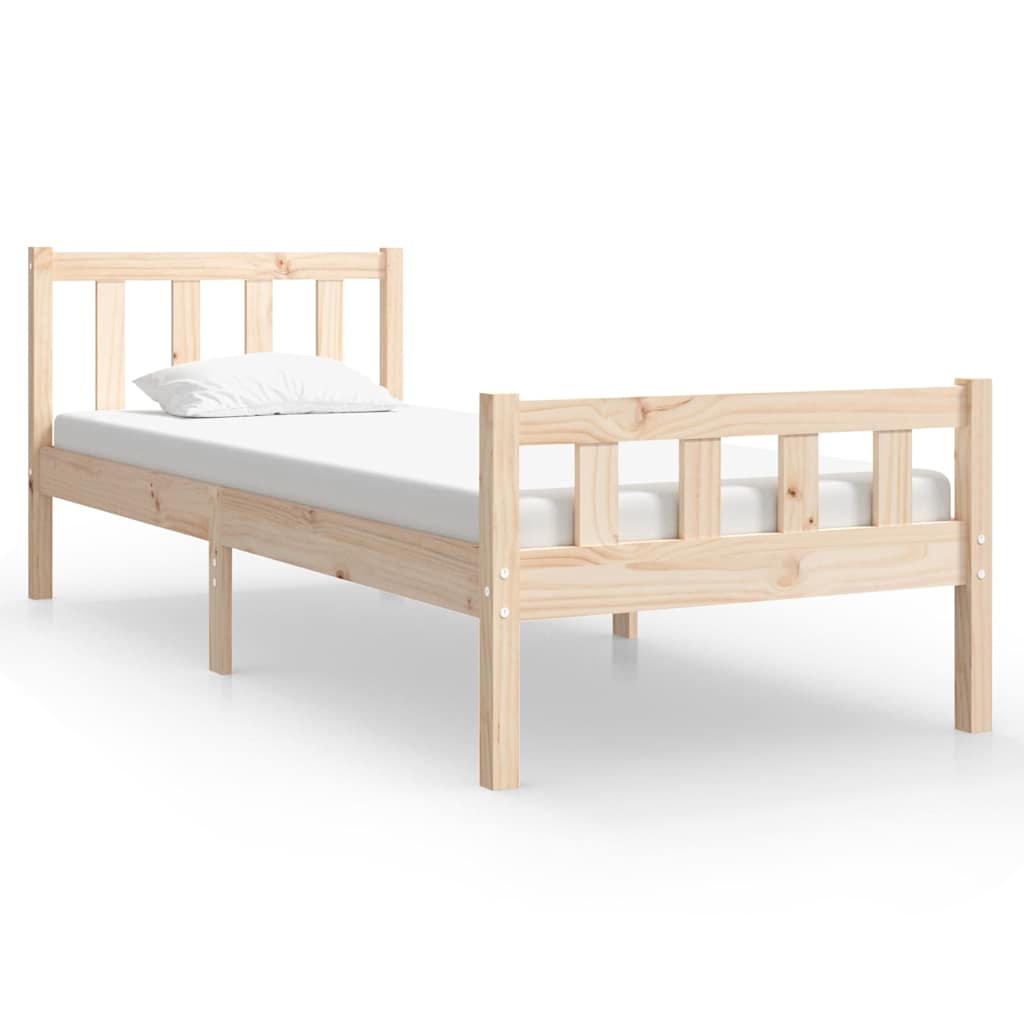 vidaXL Bed Frame without Mattress Solid Wood Single - Brown - 195.5 x 95.5 x 69.5 cm