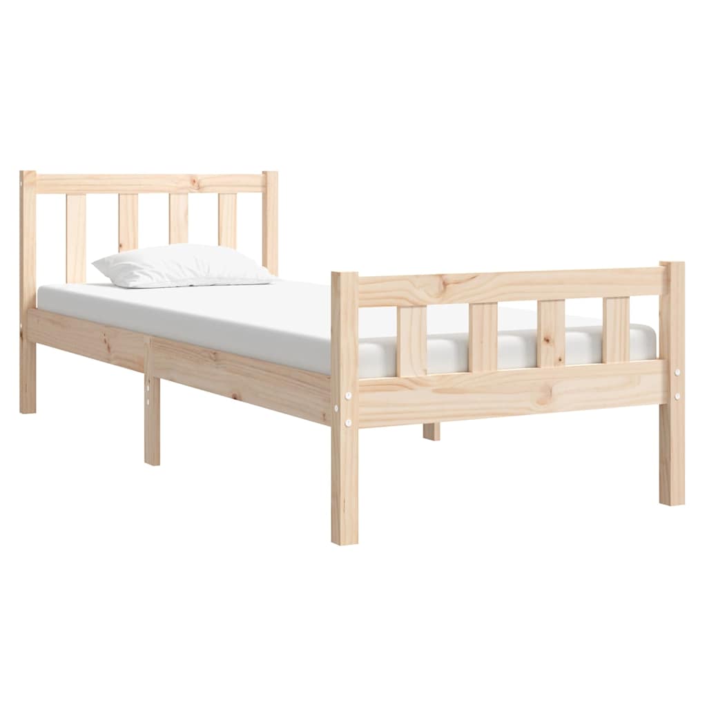 vidaXL Bed Frame without Mattress Solid Wood Single - Brown - 195.5 x 95.5 x 69.5 cm