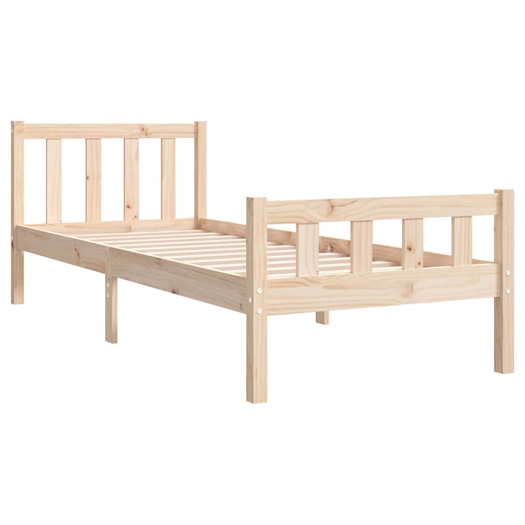 vidaXL Bed Frame without Mattress Solid Wood Single - Brown - 195.5 x 95.5 x 69.5 cm
