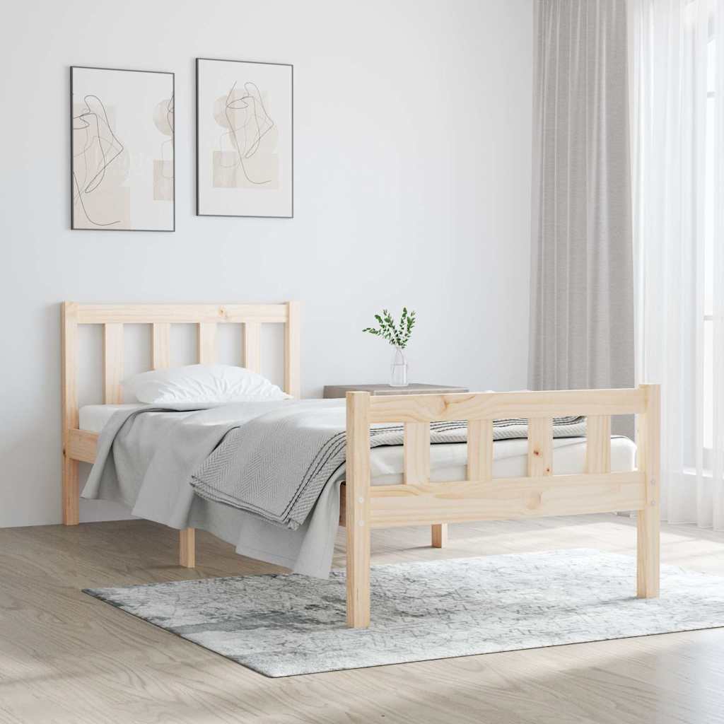 vidaXL Bed Frame without Mattress Solid Wood Single - Brown - 195.5 x 95.5 x 69.5 cm