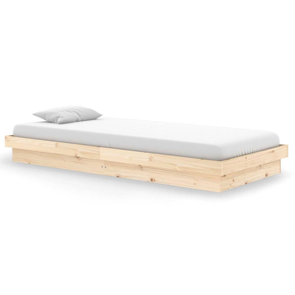 vidaXL Bed Frame without Mattress Solid Wood 90x200 cm - Brown - 204 x 93.5 x 21 cm