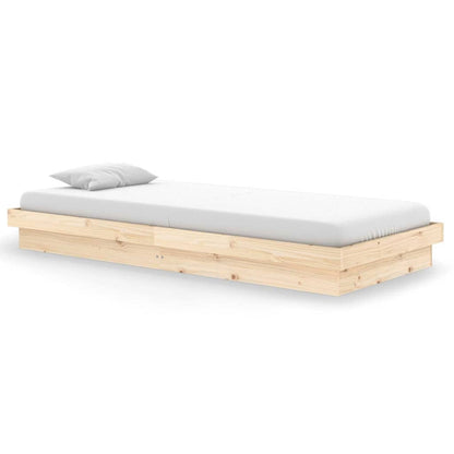 vidaXL Bed Frame without Mattress Solid Wood 90x200 cm - Brown - 204 x 93.5 x 21 cm