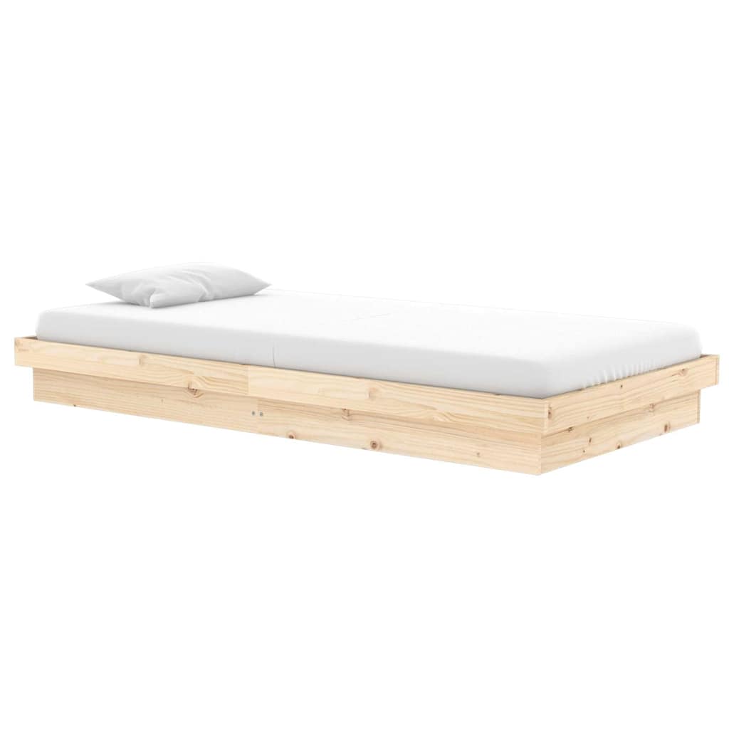 vidaXL Bed Frame without Mattress Solid Wood 90x200 cm - Brown - 204 x 93.5 x 21 cm