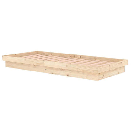 vidaXL Bed Frame without Mattress Solid Wood 90x200 cm - Brown - 204 x 93.5 x 21 cm