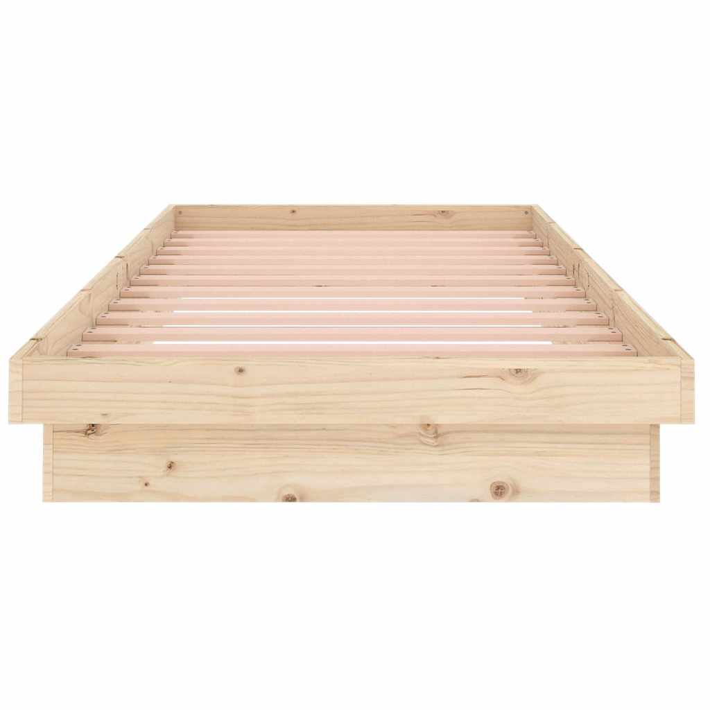 vidaXL Bed Frame without Mattress Solid Wood 90x200 cm - Brown - 204 x 93.5 x 21 cm