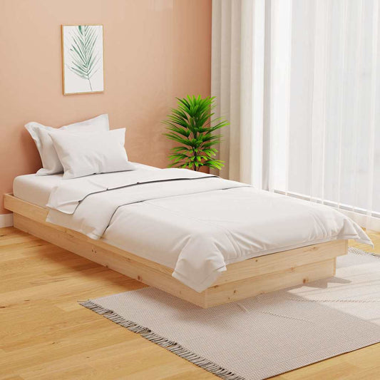 vidaXL Bed Frame without Mattress Solid Wood 90x200 cm - Brown - 204 x 93.5 x 21 cm