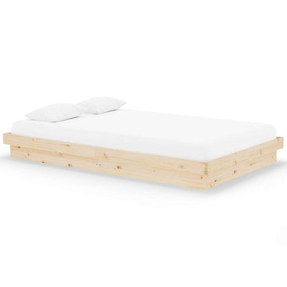 vidaXL Bed Frame without Mattress Solid Wood 120x200 cm - Brown - 204 x 123.5 x 21 cm