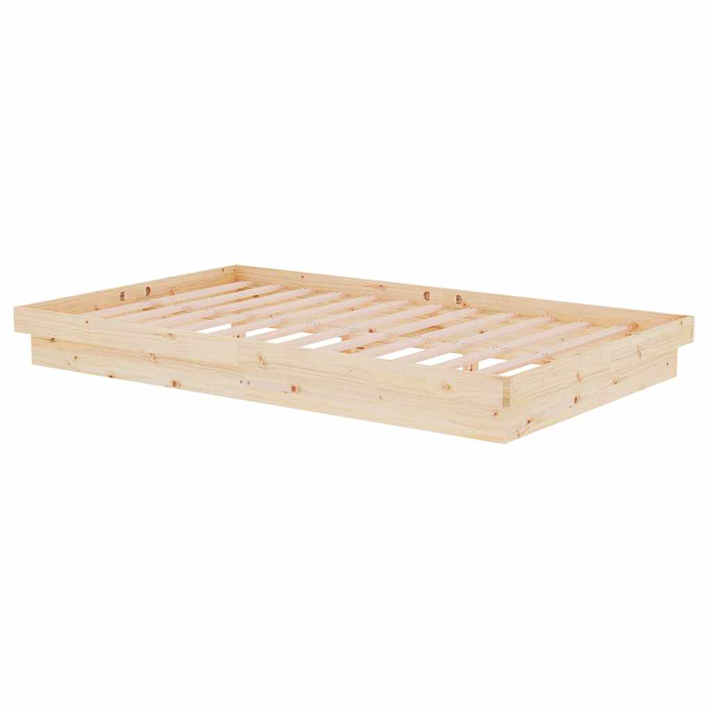 vidaXL Bed Frame without Mattress Solid Wood 120x200 cm - Brown - 204 x 123.5 x 21 cm