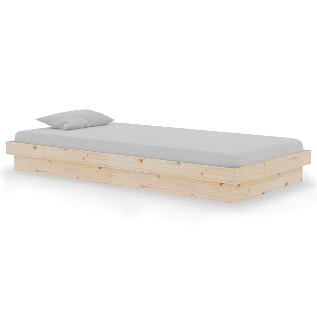 vidaXL Bed Frame without Mattress Solid Wood Single - Brown - 194 x 93.5 x 21 cm