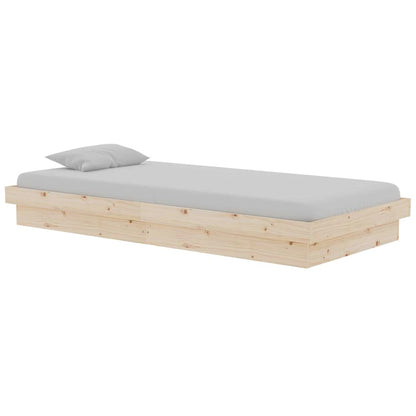 vidaXL Bed Frame without Mattress Solid Wood Single - Brown - 194 x 93.5 x 21 cm