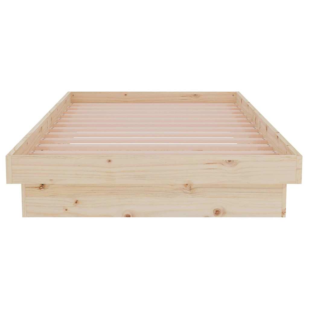 vidaXL Bed Frame without Mattress Solid Wood Single - Brown - 194 x 93.5 x 21 cm