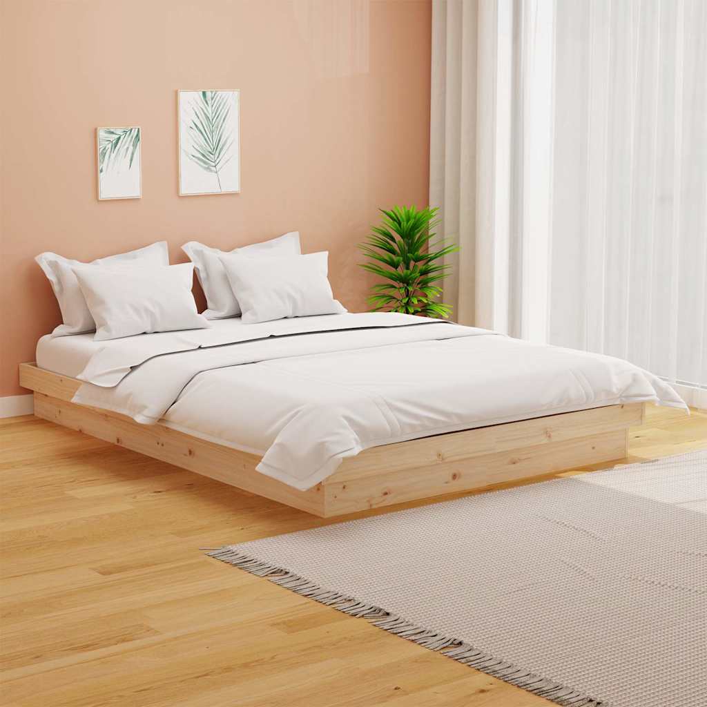 vidaXL Bed Frame without Mattress Solid Wood Small Double - Brown - 194 x 123.5 x 21 cm