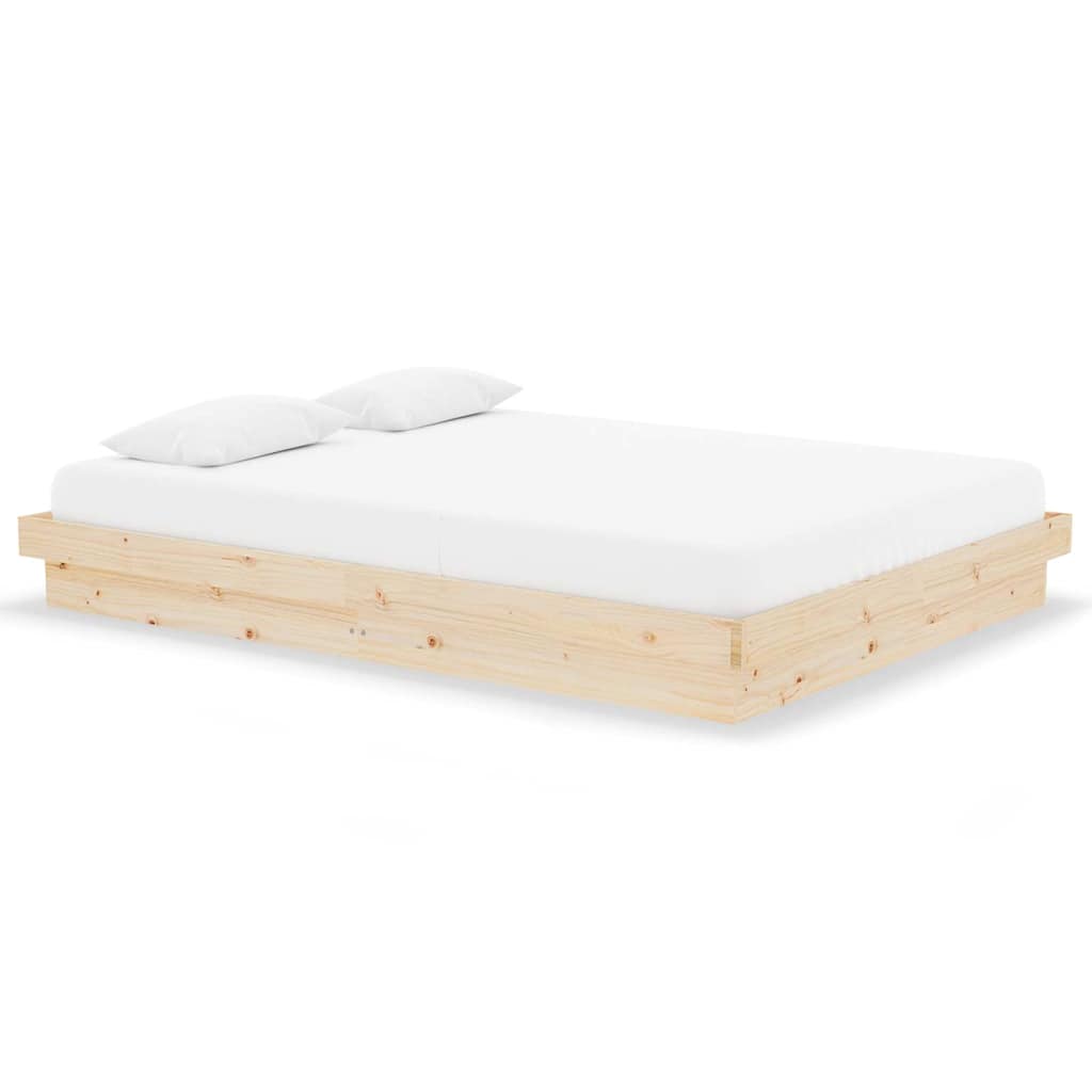 vidaXL Bed Frame without Mattress Solid Wood 140x190 cm - Brown - 194 x 143.5 x 21 cm