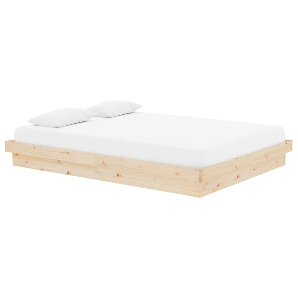 vidaXL Bed Frame without Mattress Solid Wood 140x190 cm - Brown - 194 x 143.5 x 21 cm