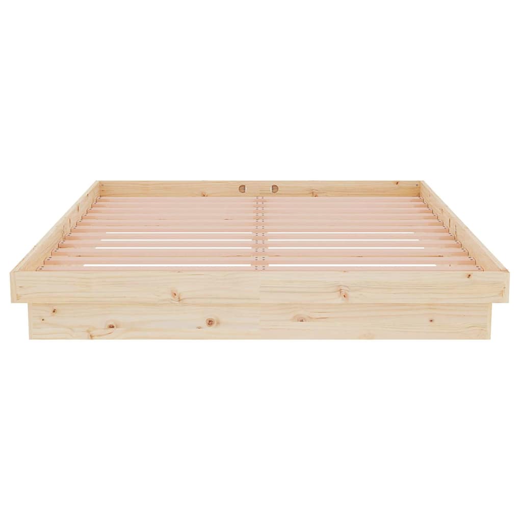 vidaXL Bed Frame without Mattress Solid Wood 140x190 cm - Brown - 194 x 143.5 x 21 cm