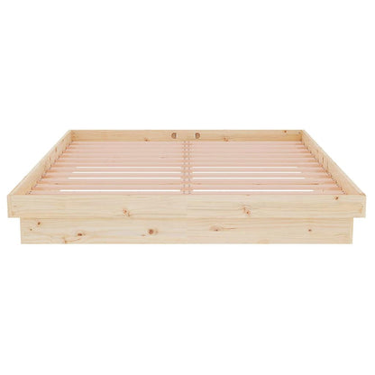 vidaXL Bed Frame without Mattress Solid Wood 140x190 cm - Brown - 194 x 143.5 x 21 cm