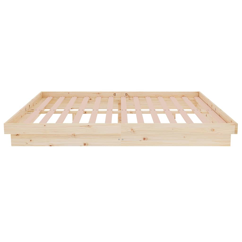 vidaXL Bed Frame without Mattress Solid Wood 140x190 cm - Brown - 194 x 143.5 x 21 cm