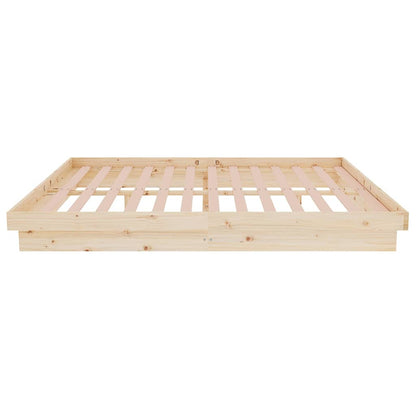 vidaXL Bed Frame without Mattress Solid Wood 140x190 cm - Brown - 194 x 143.5 x 21 cm