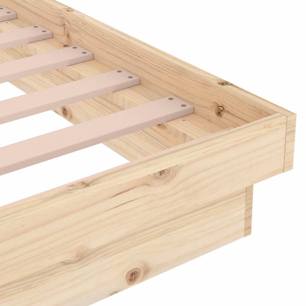 vidaXL Bed Frame without Mattress Solid Wood 140x190 cm - Brown - 194 x 143.5 x 21 cm