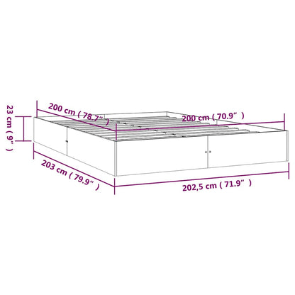 vidaXL Bed Frame without Mattress Solid Wood 200x200 cm - Brown - 203 x 102.5 x 23 cm