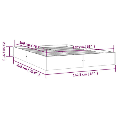 vidaXL Bed Frame without Mattress Solid Wood 160x200 cm - Brown - 193 x 77.5 x 23 cm
