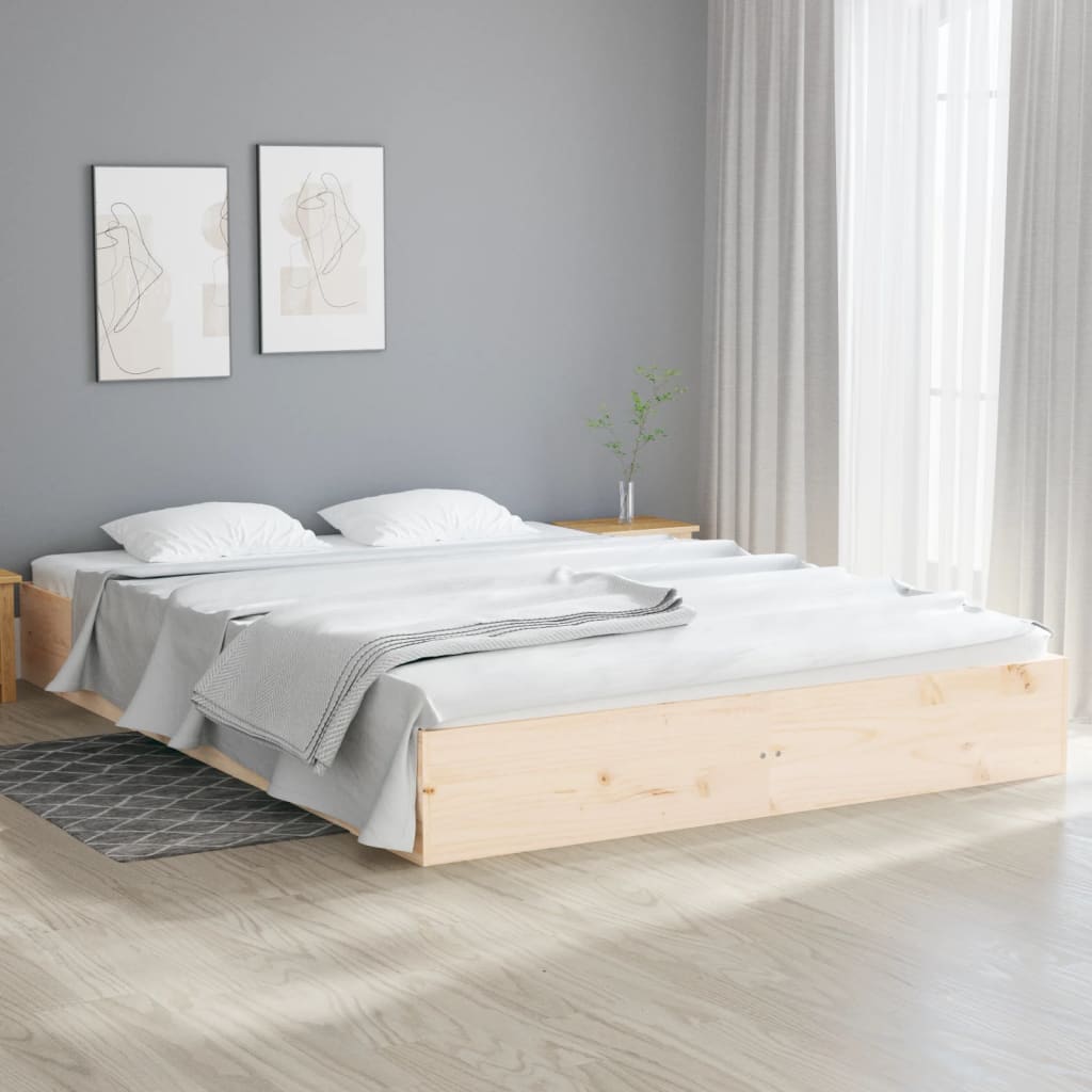 vidaXL Bed Frame without Mattress Solid Wood 160x200 cm - Brown - 193 x 77.5 x 23 cm