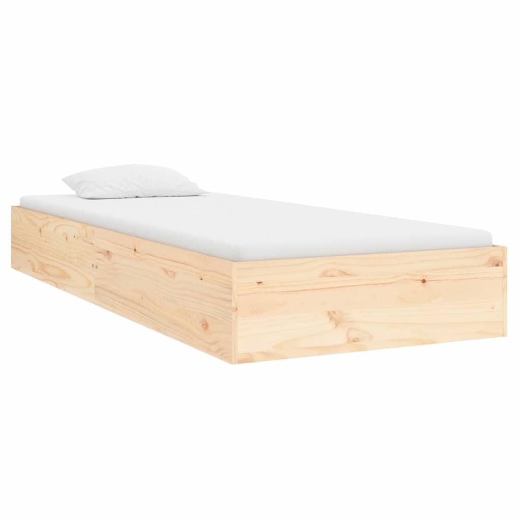 vidaXL Bed Frame without Mattress Solid Wood 75x190 cm Small Single - Brown - 204 x 181 x 57 cm