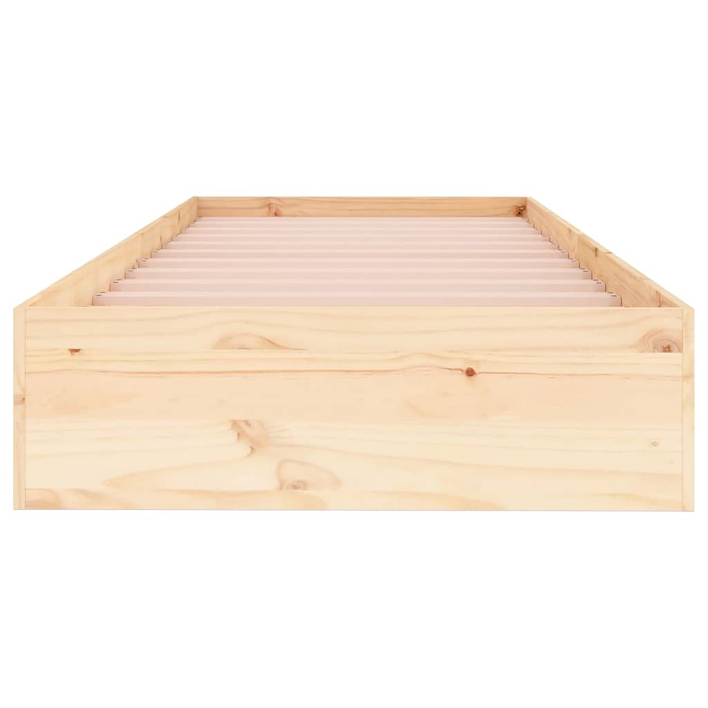 vidaXL Bed Frame without Mattress Solid Wood 75x190 cm Small Single - Brown - 204 x 181 x 57 cm