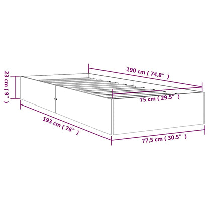 vidaXL Bed Frame without Mattress Solid Wood 75x190 cm Small Single - Brown - 204 x 181 x 57 cm