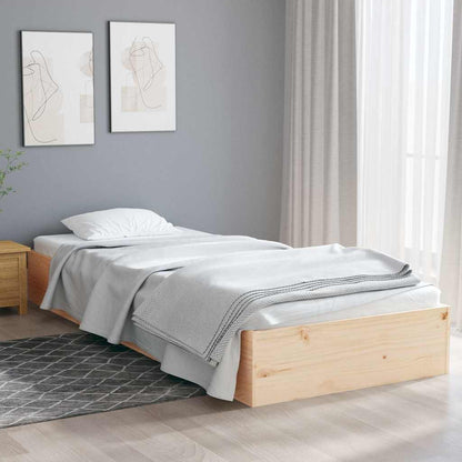 vidaXL Bed Frame without Mattress Solid Wood 75x190 cm Small Single - Brown - 204 x 181 x 57 cm