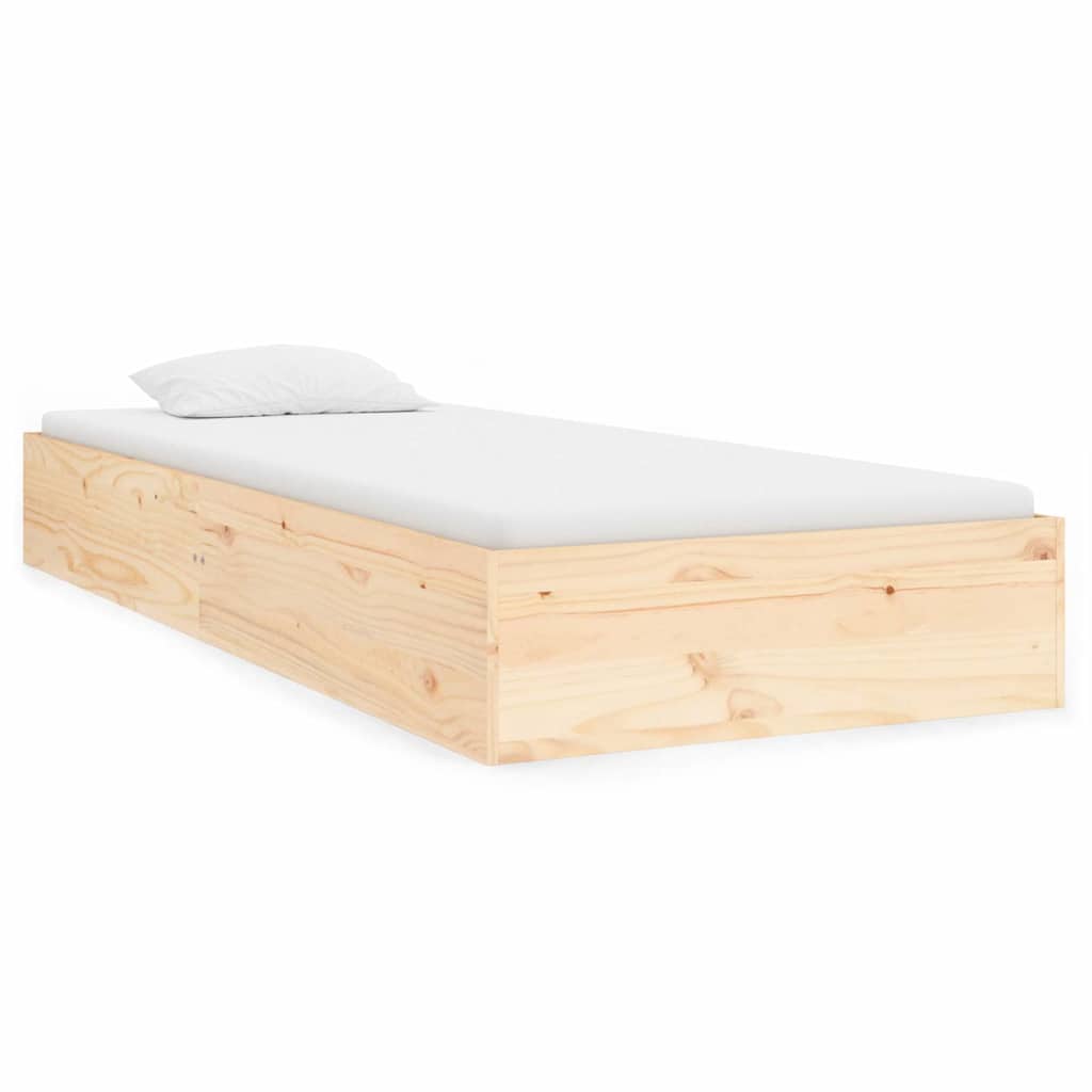vidaXL Bed Frame without Mattress Solid Wood 90x190 cm Single - Brown - 193 x 92.5 x 23 cm