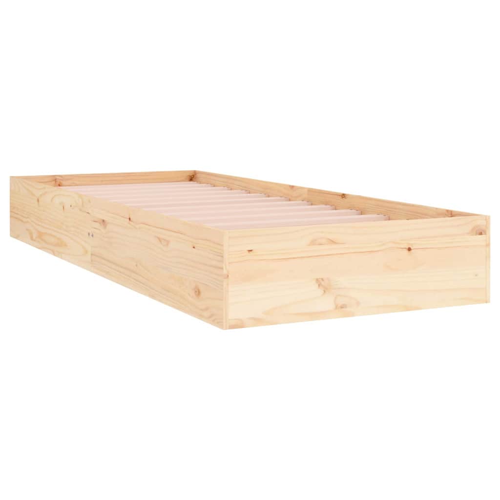 vidaXL Bed Frame without Mattress Solid Wood 90x190 cm Single - Brown - 193 x 92.5 x 23 cm