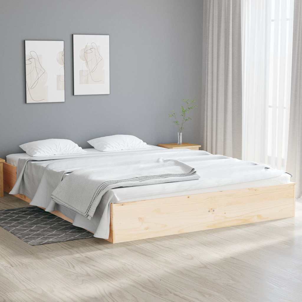 vidaXL Bed Frame without Mattress Solid Wood 120x190 cm Small Double - Brown - 203.5 x 86 x 66 cm