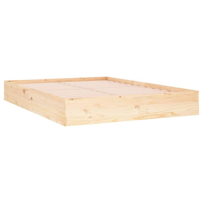 vidaXL Bed Frame without Mattress Solid Wood 135x190 cm Double - Brown - 203.5 x 181 x 66 cm